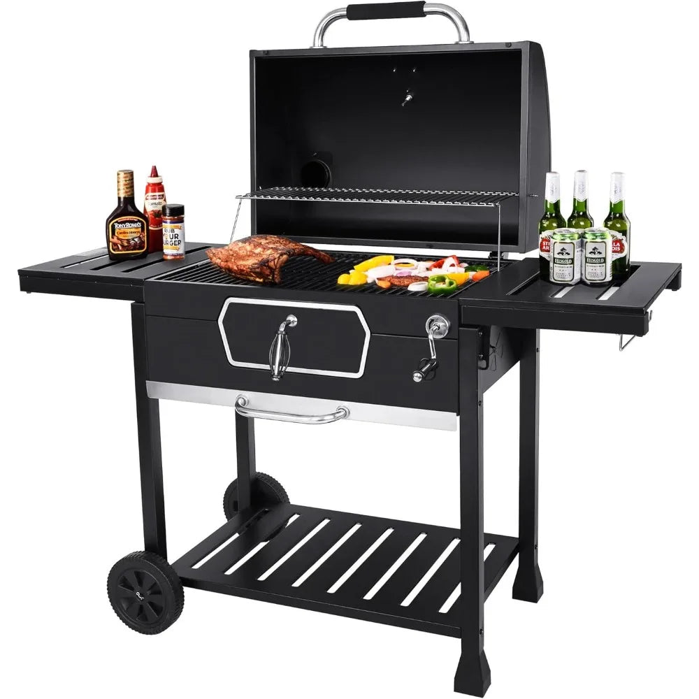 30 Inch Charcoal Grill Deluxe BBQ Smoker Picnic Camping Patio Backyard Cooking Black Large - Wild Paw Outdoors