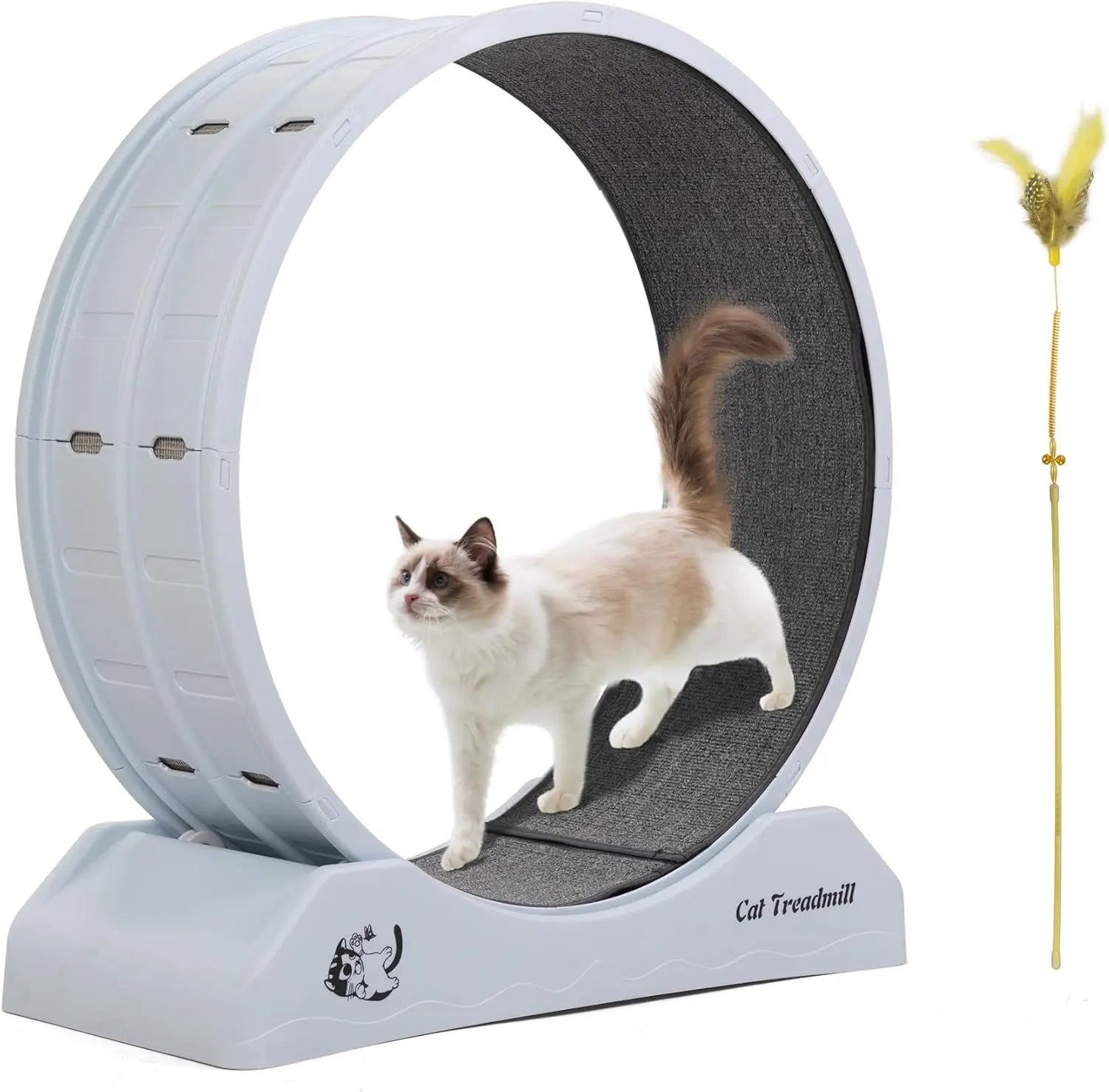 Cat Exercise Wheel Treadmill with Locking Mechanism Large Carpeted Runway for All Breeds - Wild Paw Outdoors