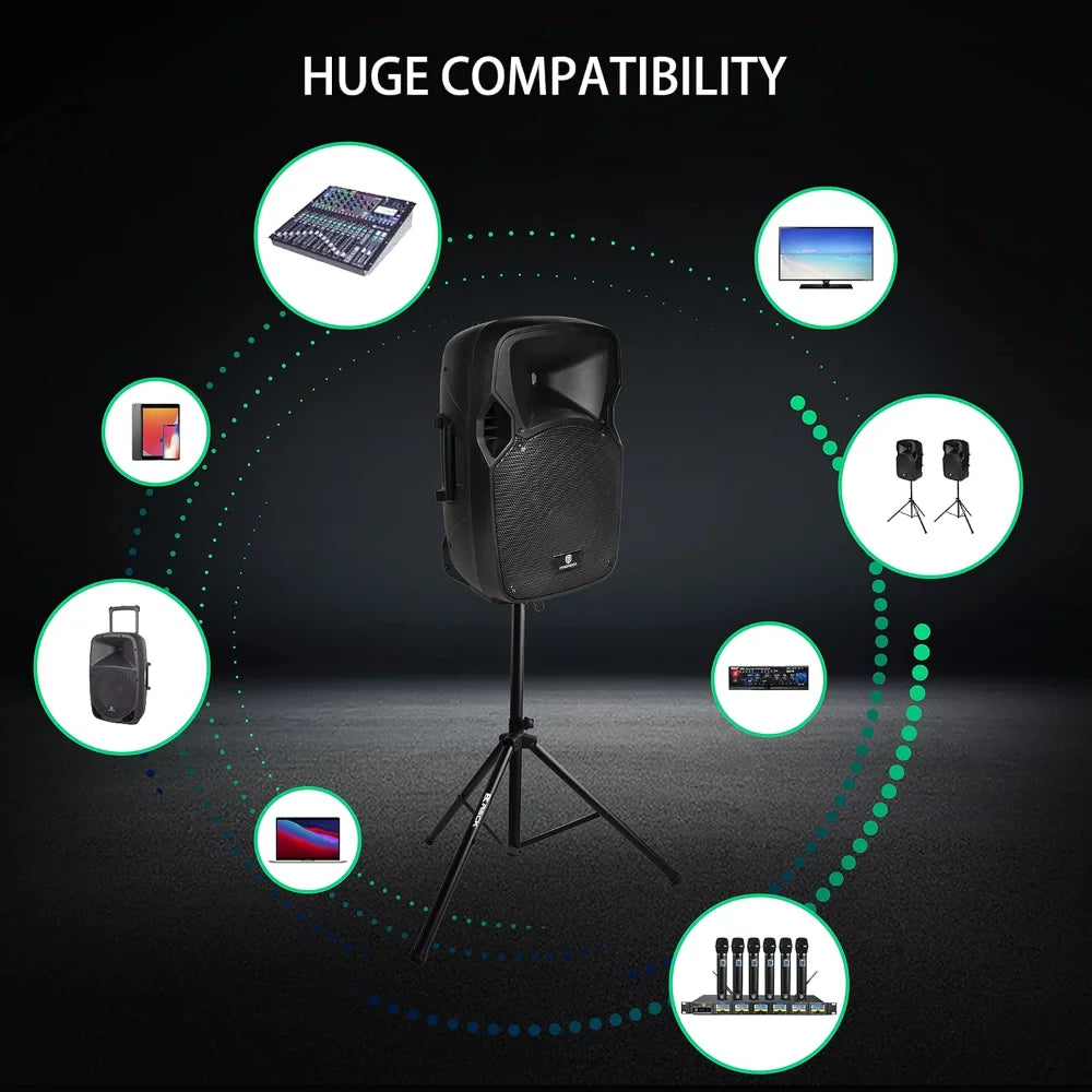 Party 12 Inch 1000 Watt 2 Way Powered PA Speaker System Combo Set with Bluetooth and USB Drive - Wild Paw Outdoors