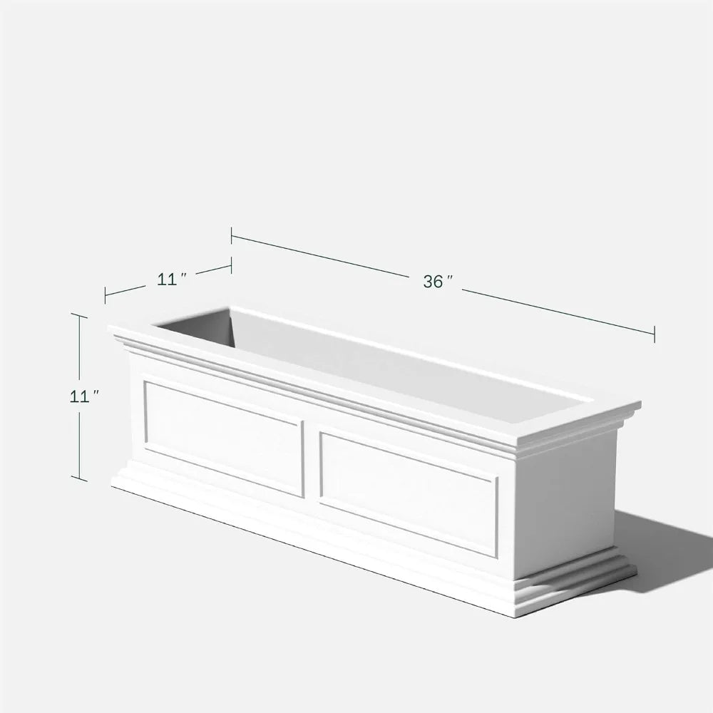Large Rectangular Outdoor Planter for Balcony Classic Estate Design Crack Resistant All Weather Durable Plastic - Wild Paw Outdoors
