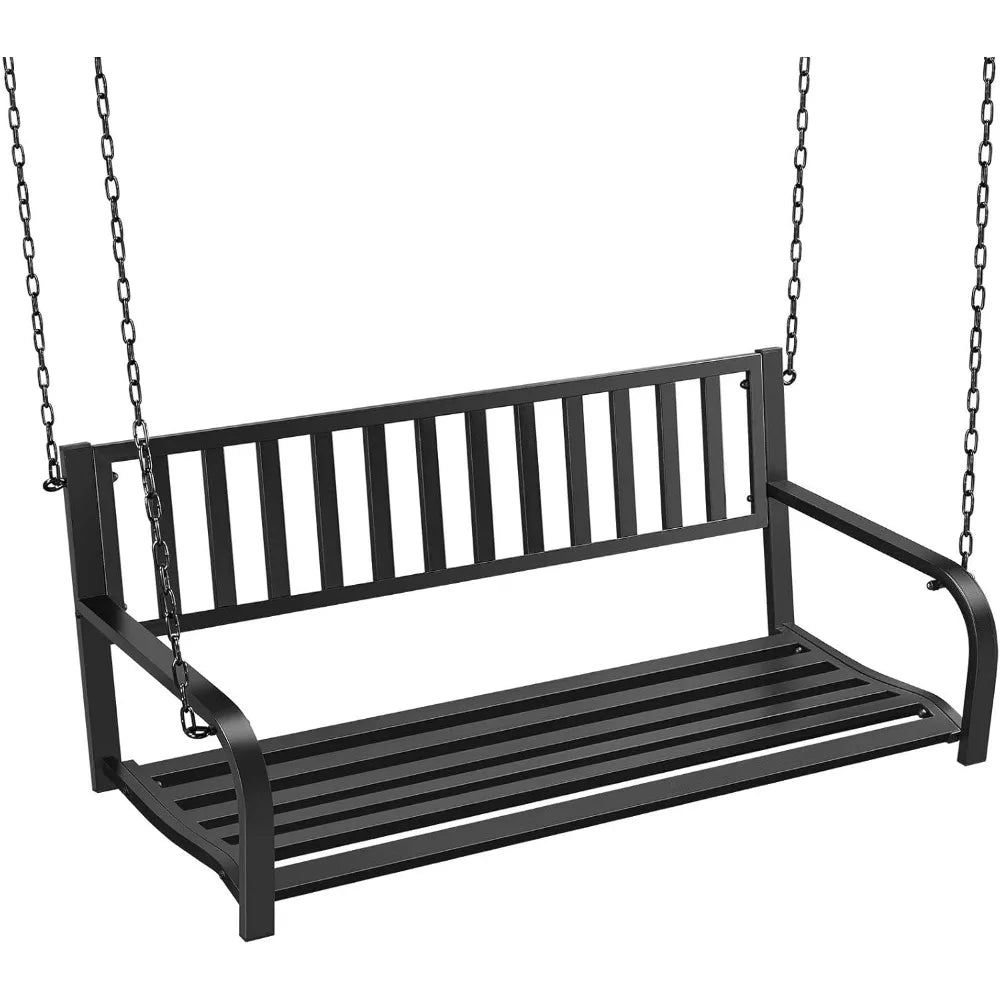 Porch Swing Hanging Bench Metal Swing Chair All-Weather Resistant 500lb Weight Capacity for Garden - Wild Paw Outdoors