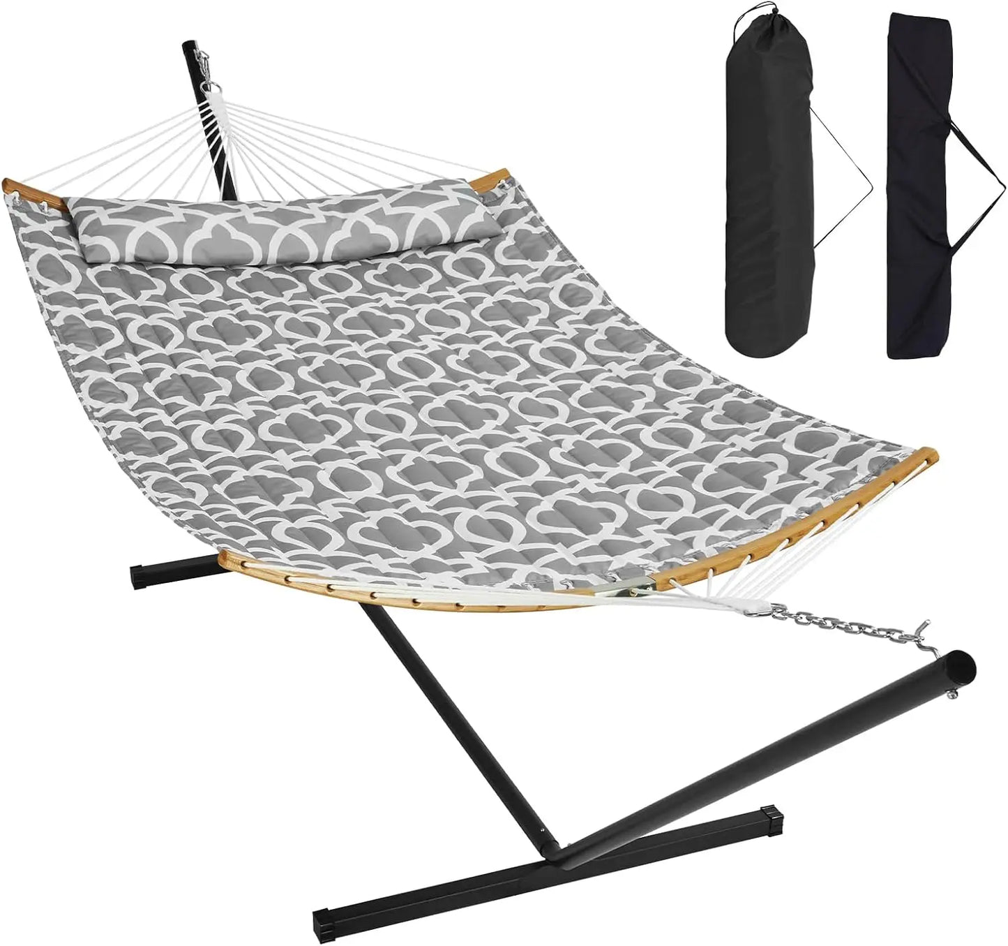 Double Hammock with Stand for Two Persons Heavy Duty 480lb Large Free Standing Outdoor Hammock - Wild Paw Outdoors