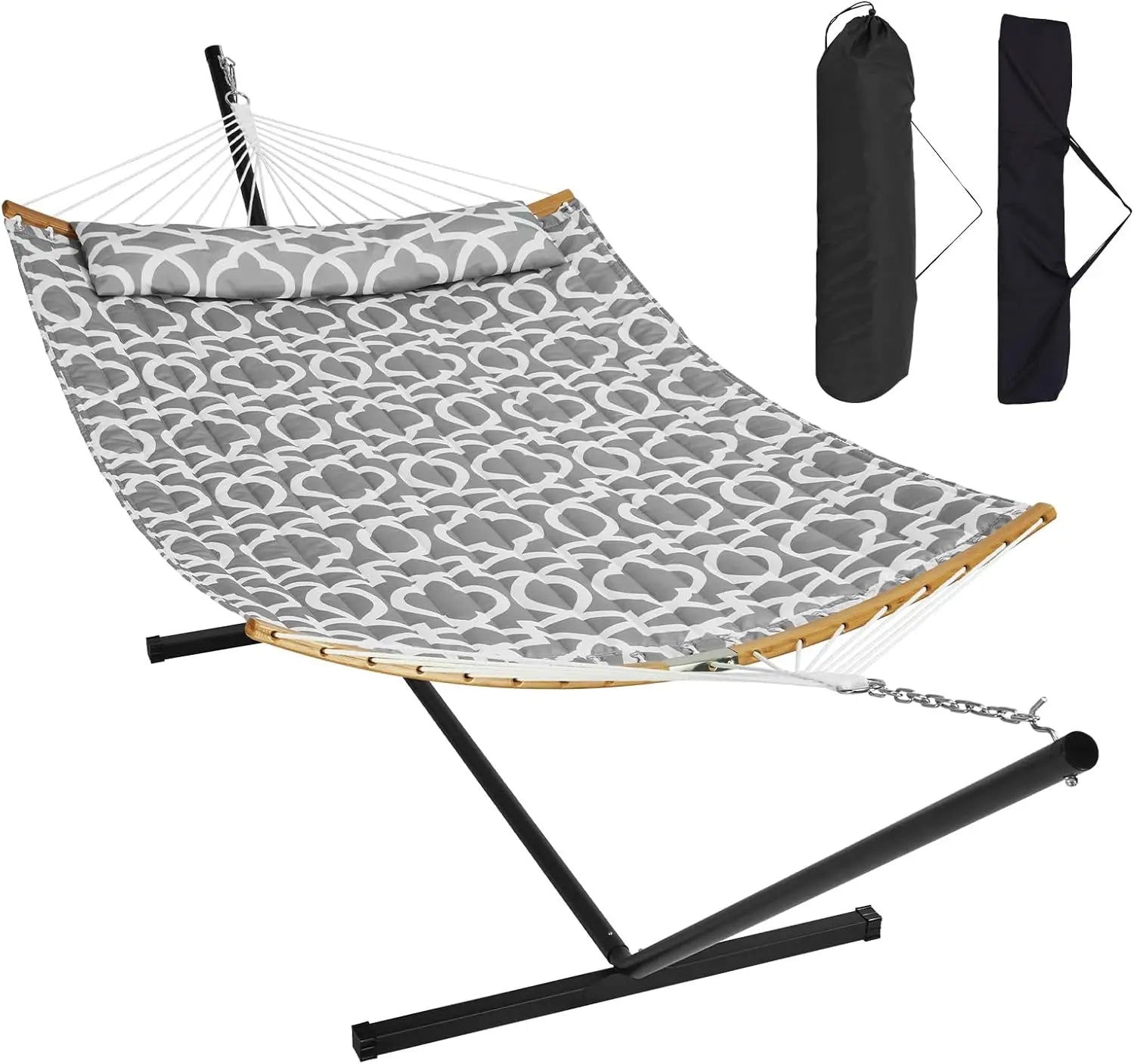 Double Hammock with Stand for Two Persons Heavy Duty 480lb Large Free Standing Outdoor Hammock - Wild Paw Outdoors