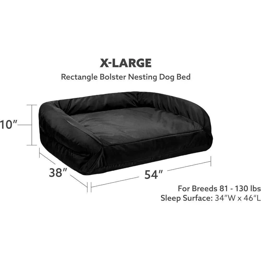 Tough Bolster Nesting Pillow X-Large Sofa Dog Bed with Removable Washable Cover Durable Water Resistant - Wild Paw Outdoors