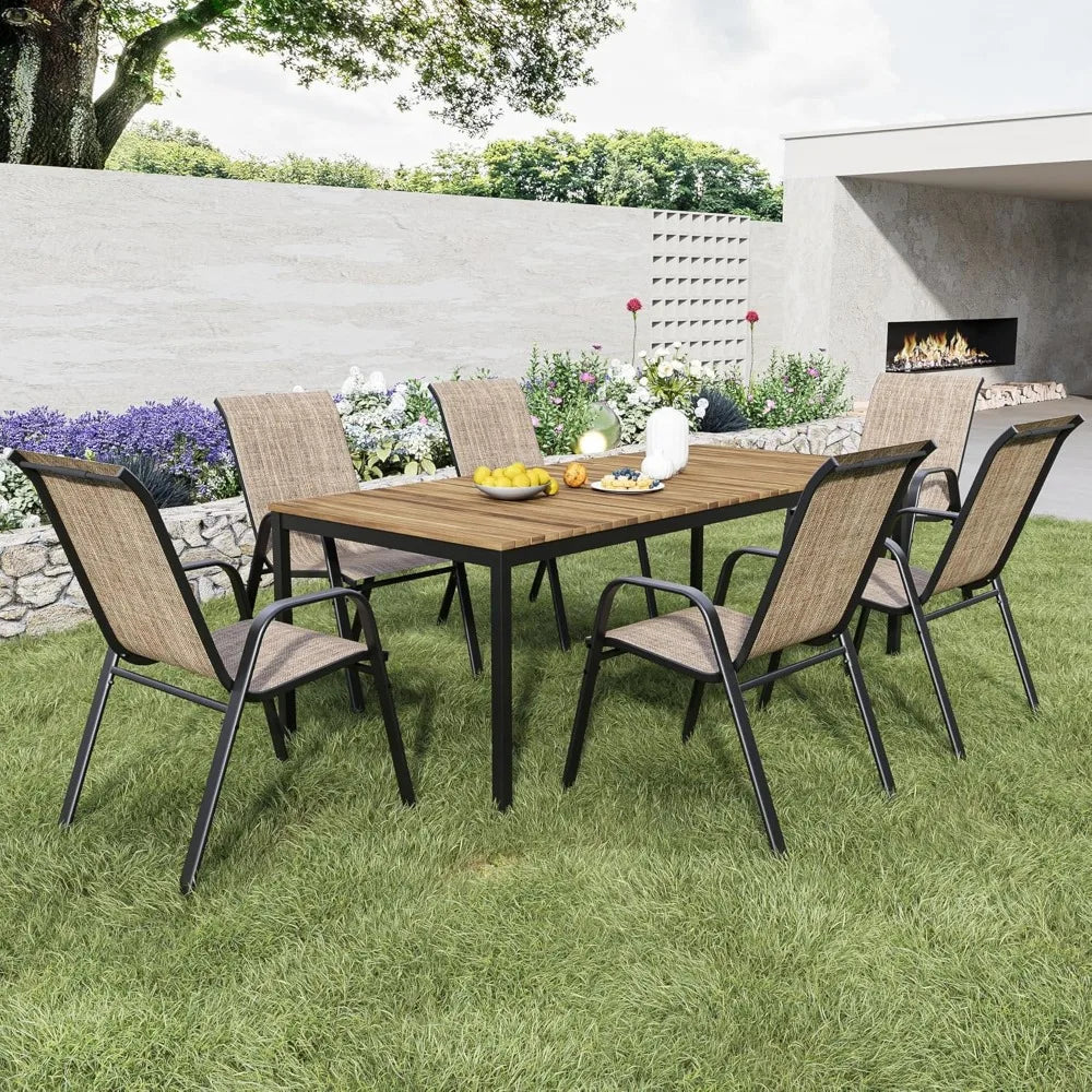 Patio Dining Chairs Set of 4 Outdoor Stackable Dining Chairs Heavy Duty Textilene Fabric All Weather 330lbs Capacity - Wild Paw Outdoors