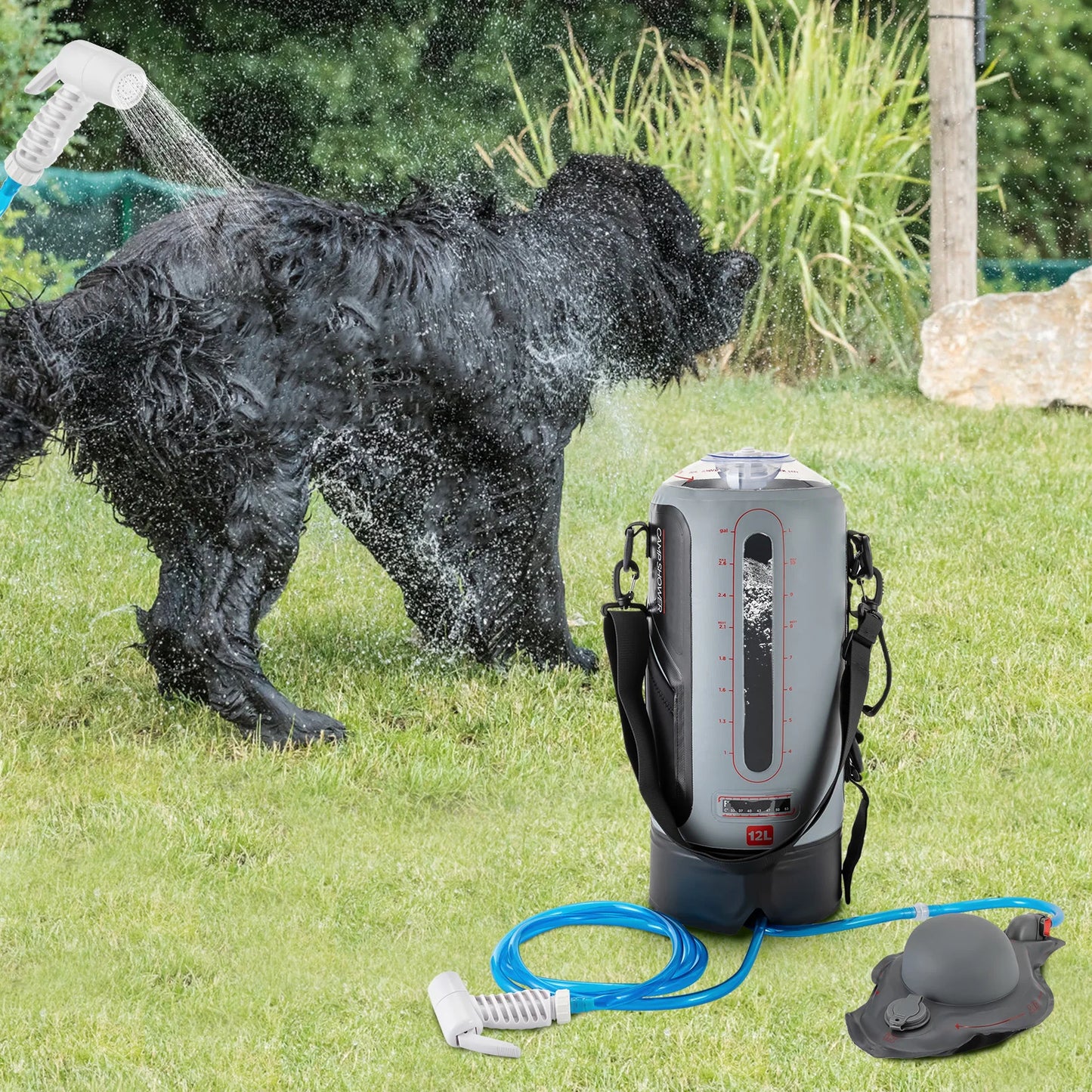 Solar Camping Shower With Pump Portable 12L Shower Bag