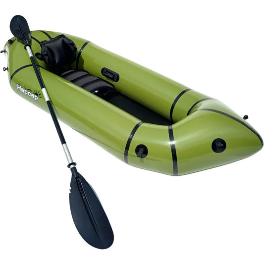 Inflatable Kayak with Paddle for Adults and Kids One Person Packraft Durable TPU Rapid Inflate Ultra Lightweight Ideal for Outdoor Use - Wild Paw Outdoors