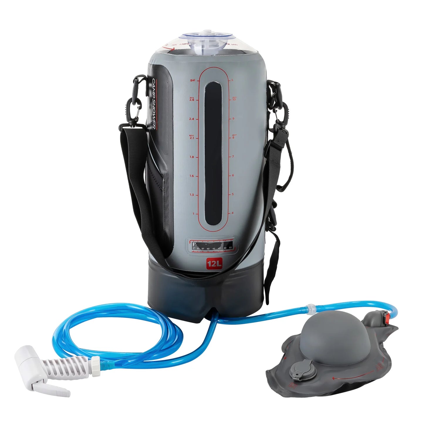 Solar Camping Shower With Pump Portable 12L Shower Bag