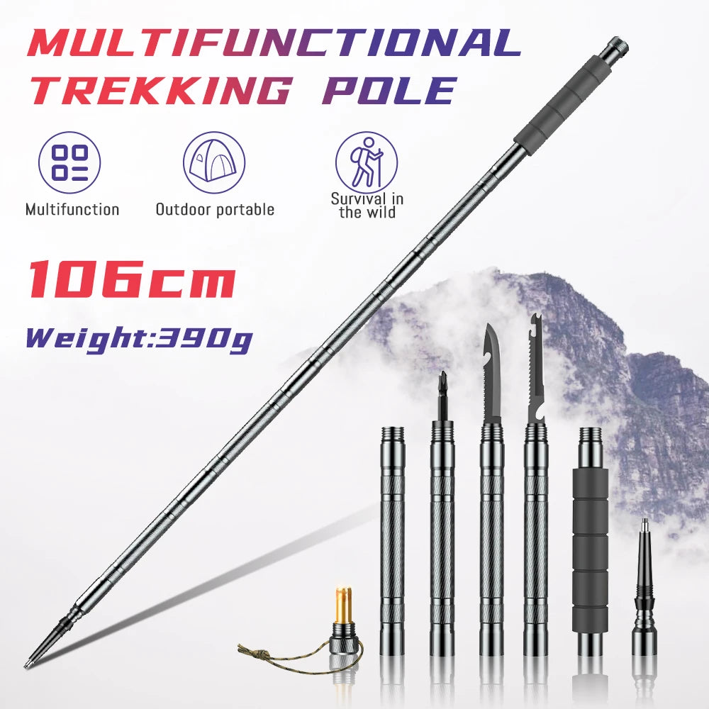 Multifunction Trekking Poles Collapsible Telescopic Sticks Lightweight Walking Hiking Climbing Sticks - Wild Paw Outdoors