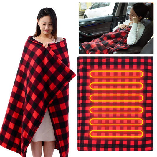 Car Electric Heated Blanket Body Warmer Blanket Fast Heating 12V Soft Heating Mat 9 Adjustable Temperature for Car Camping