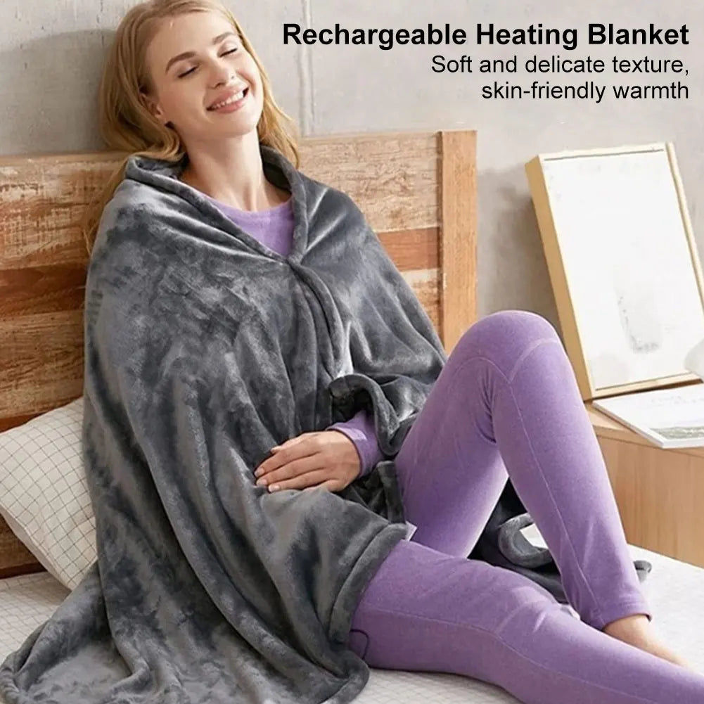 USB Electric Heated Blanket 3 Heating Levels Fleece Heated Blanket Portable Coral Velvet Blanket for Household and Office