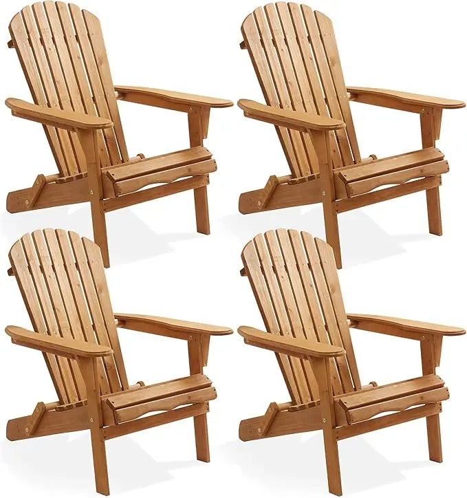 Folding Adirondack Chair Set of Cedar Wood Outdoor Lounge Chairs for Patio Deck Yard Lawn and Garden Seating - Wild Paw Outdoors