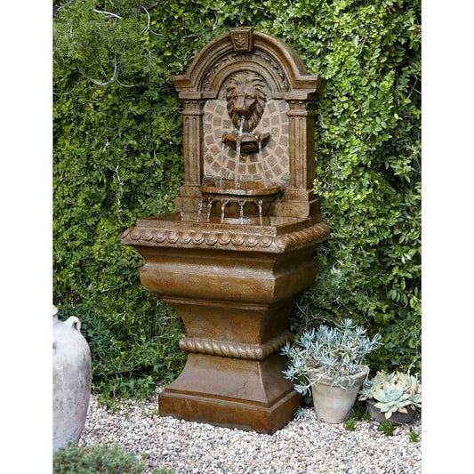 51 Inch High LED Light Floor Fountain Royal Lion Head Outdoor 3 Story Garden Courtyard Backyard Fountain - Wild Paw Outdoors