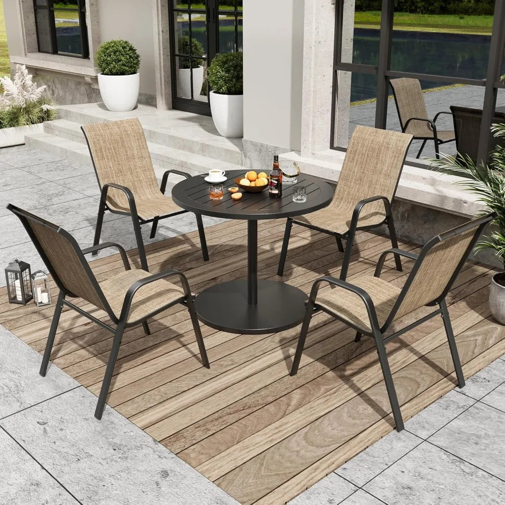 Patio Dining Chairs Set of 4 Outdoor Stackable Dining Chairs Heavy Duty Textilene Fabric All Weather 330lbs Capacity - Wild Paw Outdoors