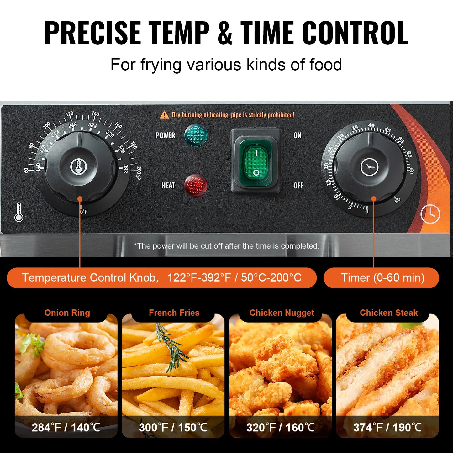 Vevor 12L 5000W Electric Deep Fryer Dual Removable Tanks