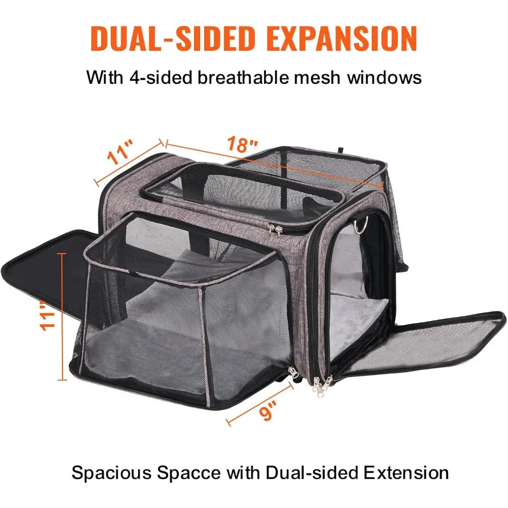 Airline Approved Pet Carrier With Wheels Expandable Rolling Cat Dog Carrier For Medium Dogs And Cats Under 25 Pounds Pet Travel - Wild Paw Outdoors