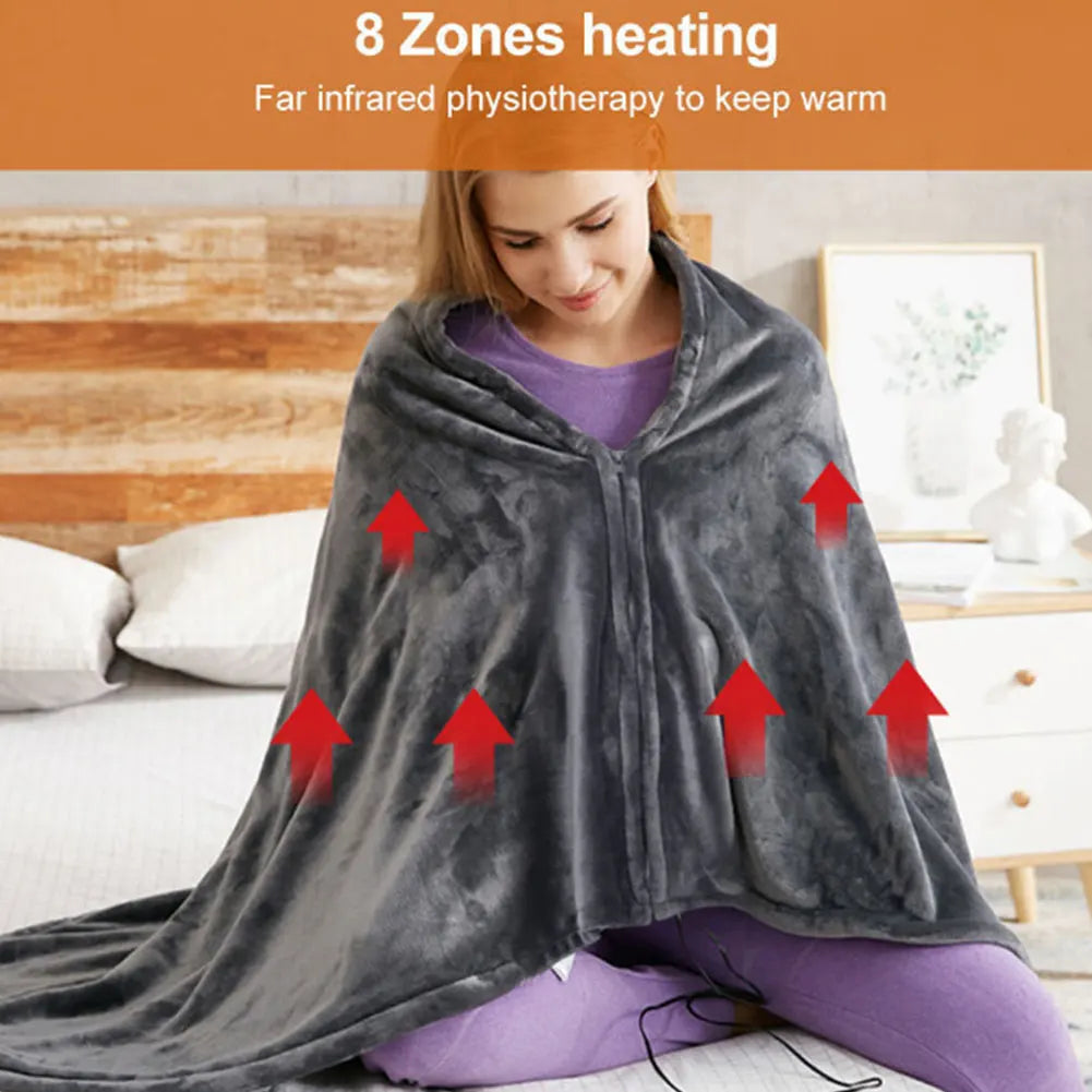 USB Electric Heated Blanket 3 Heating Levels Fleece Heated Blanket Portable Coral Velvet Blanket for Household and Office