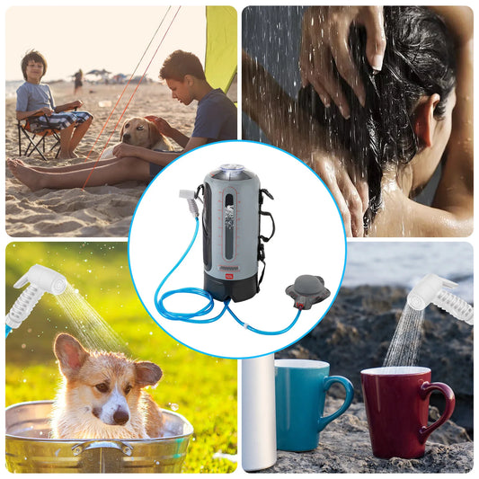 Solar Camping Shower With Pump Portable 12L Shower Bag