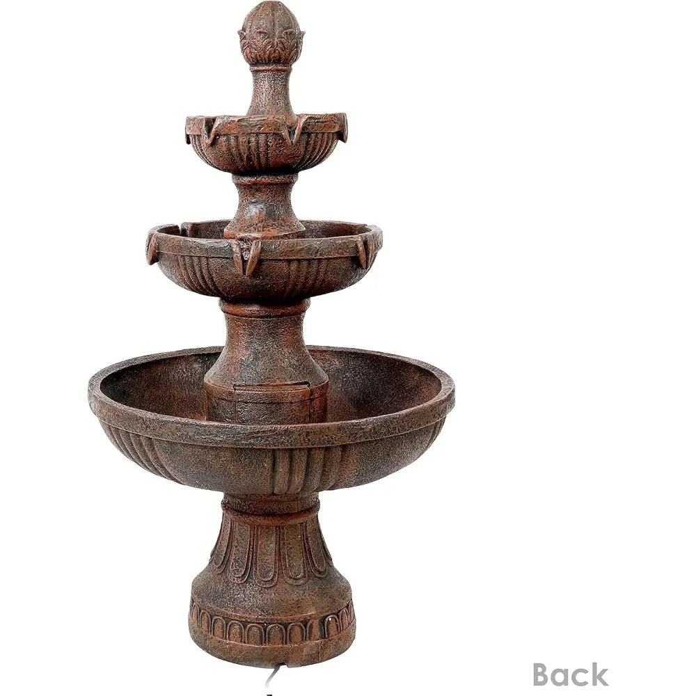 43 Inch Electric Fountain Outdoor Water Feature Three Layers Earth Veneer Beautiful Practical Fountain - Wild Paw Outdoors