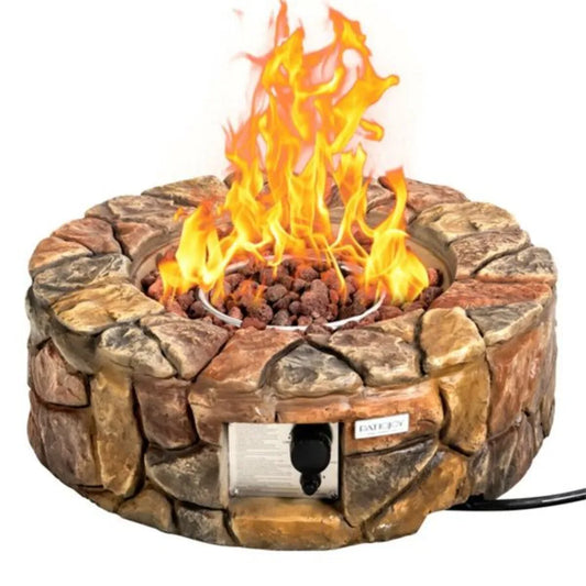 Stone Gas Fire Pit Table 40000 BTU For Outdoor Patio