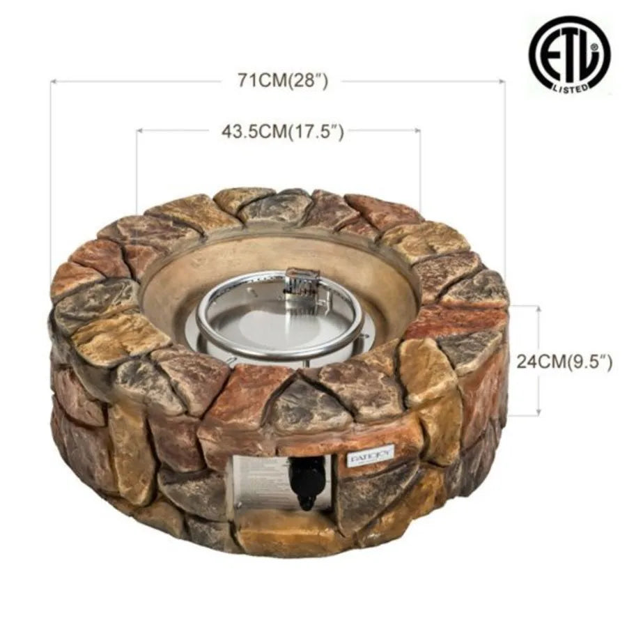 Stone Gas Fire Pit Table 40000 BTU For Outdoor Patio
