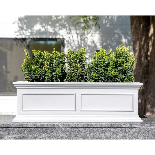 Large Rectangular Outdoor Planter for Balcony Classic Estate Design Crack Resistant All Weather Durable Plastic - Wild Paw Outdoors