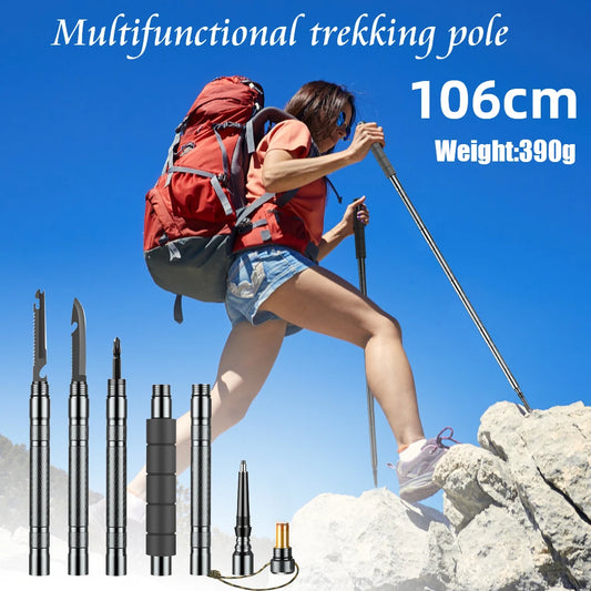 Multifunction Trekking Poles Collapsible Telescopic Sticks Lightweight Walking Hiking Climbing Sticks - Wild Paw Outdoors