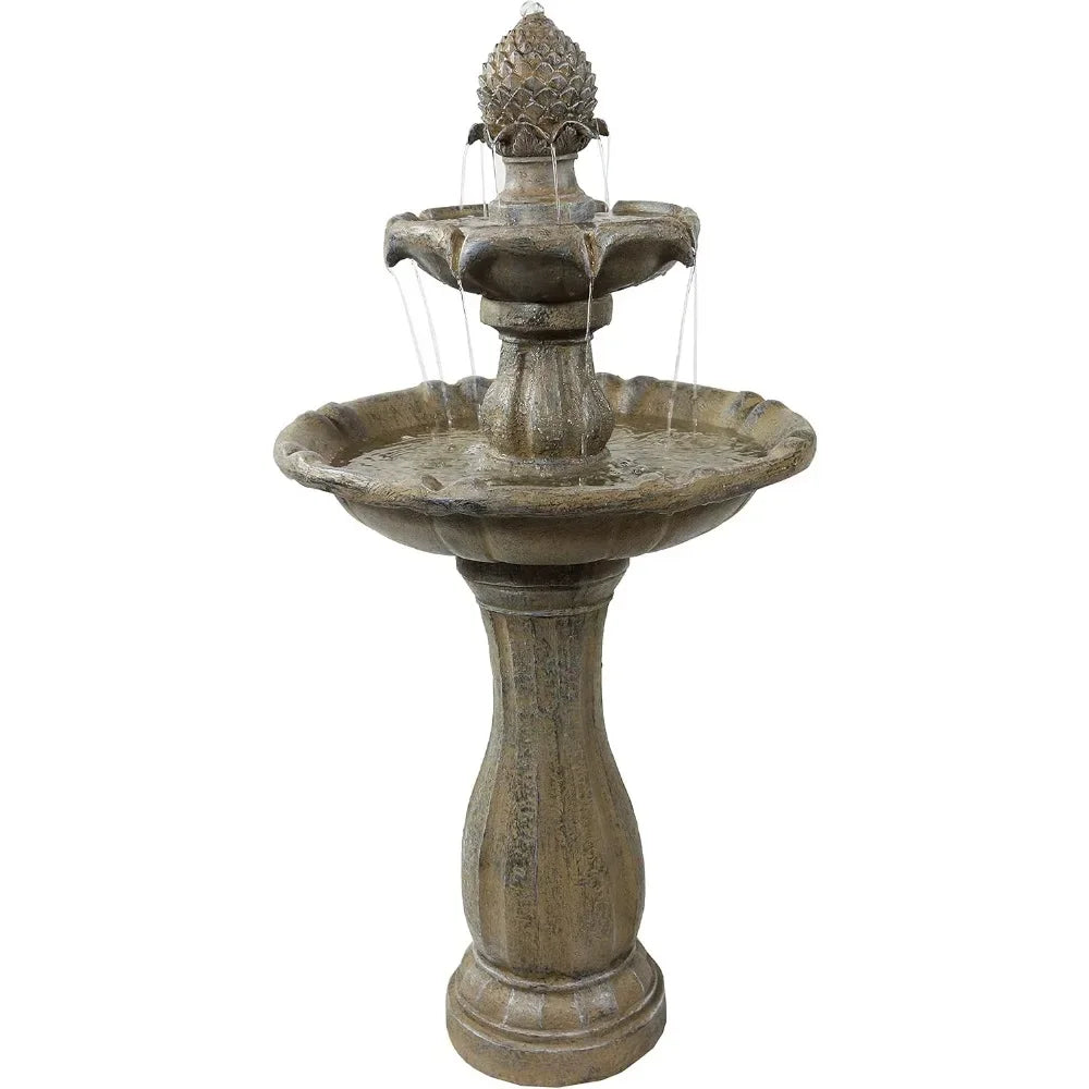 46 Inch Two Layer Solar Fountain with Battery Backup Submersible Pump Durable Outdoor Fountain - Wild Paw Outdoors