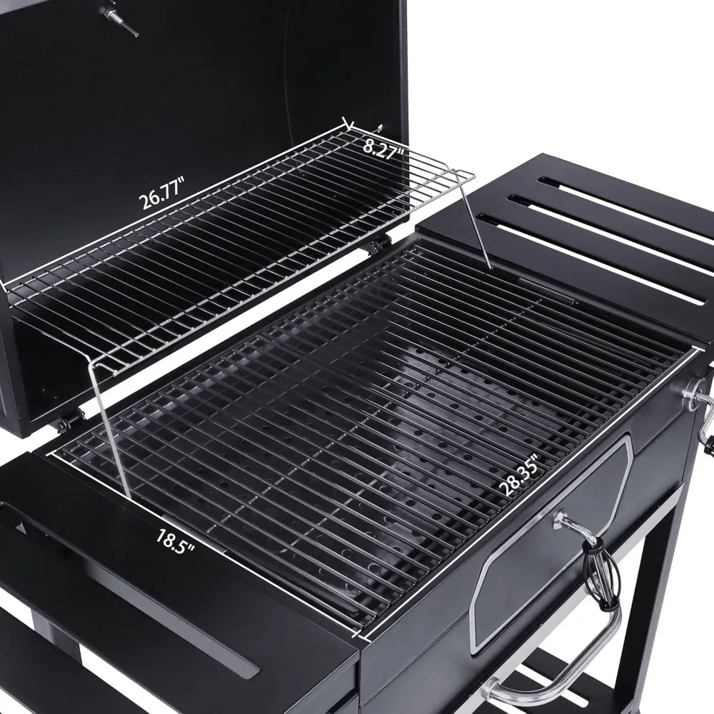 30 Inch Charcoal Grill Deluxe BBQ Smoker Picnic Camping Patio Backyard Cooking Black Large - Wild Paw Outdoors