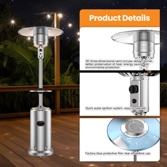 42000 BTU Umbrella Propane Patio Heater Stainless Steel