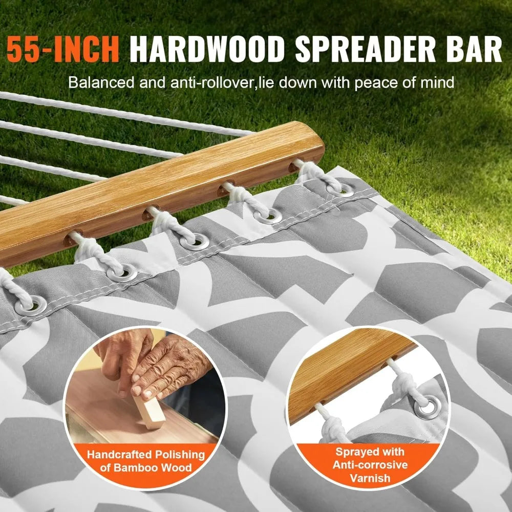Double Hammock with Stand for Two Persons Heavy Duty 480lb Large Free Standing Outdoor Hammock - Wild Paw Outdoors