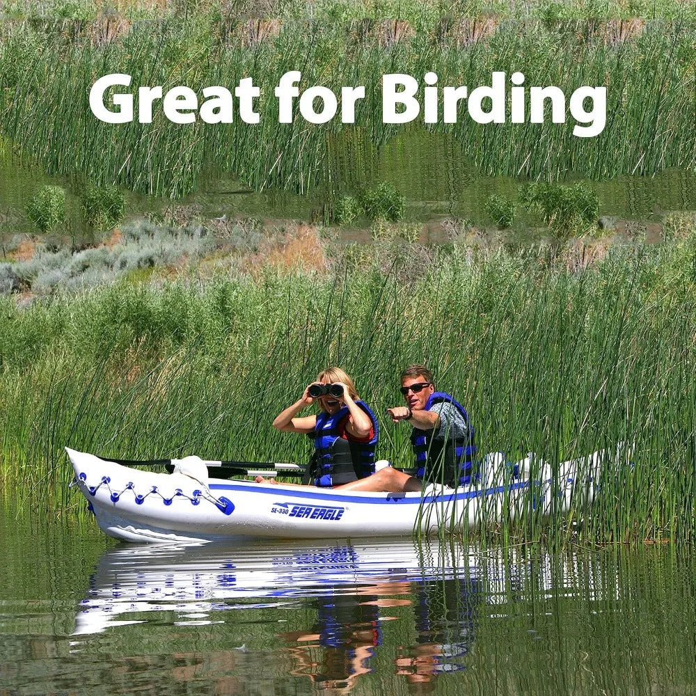 SE330 Two Person Inflatable Kayak with Seats Paddles and Bag Lightweight Portable 500 Pound Capacity - Wild Paw Outdoors