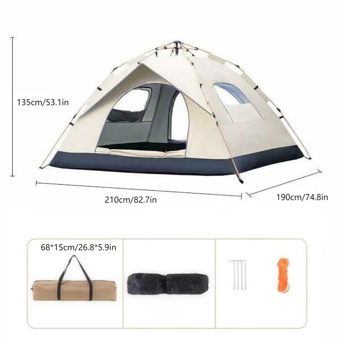 Sunshade Self Driving Camping Tent Two Doors and Windows