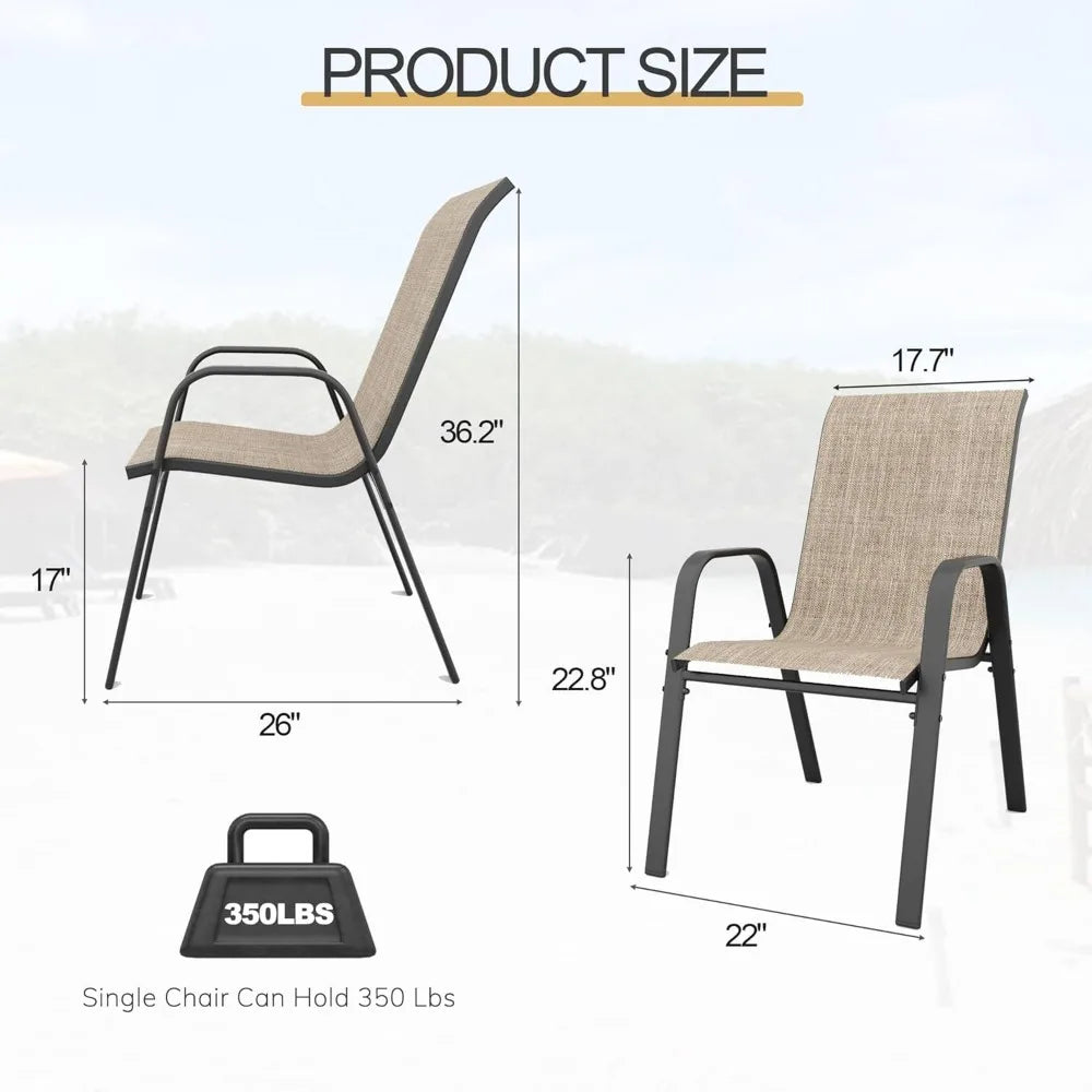 Patio Dining Chairs Set of 4 Outdoor Stackable Dining Chairs Heavy Duty Textilene Fabric All Weather 330lbs Capacity - Wild Paw Outdoors