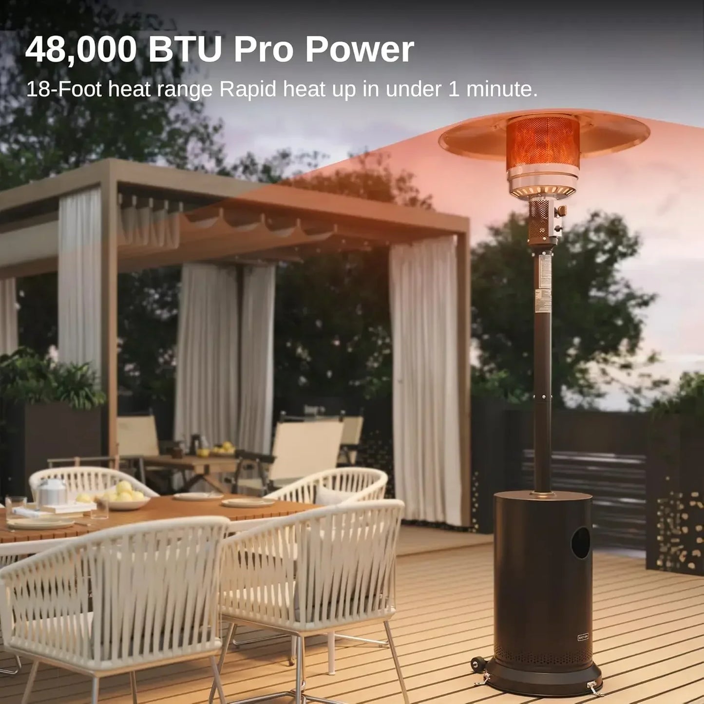 48000 BTU Outdoor Patio Heater With Round Table Bronze