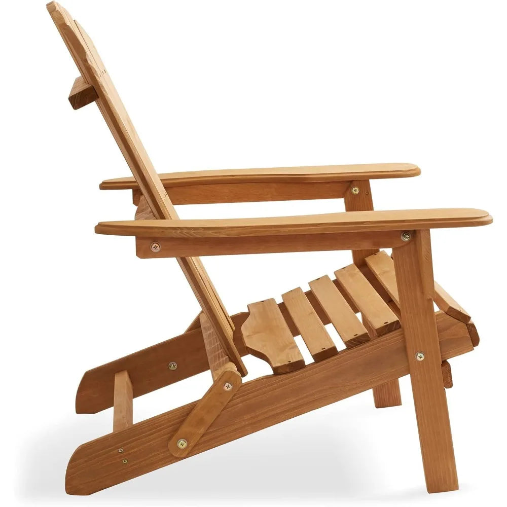 Folding Adirondack Chair Set of Cedar Wood Outdoor Lounge Chairs for Patio Deck Yard Lawn and Garden Seating - Wild Paw Outdoors