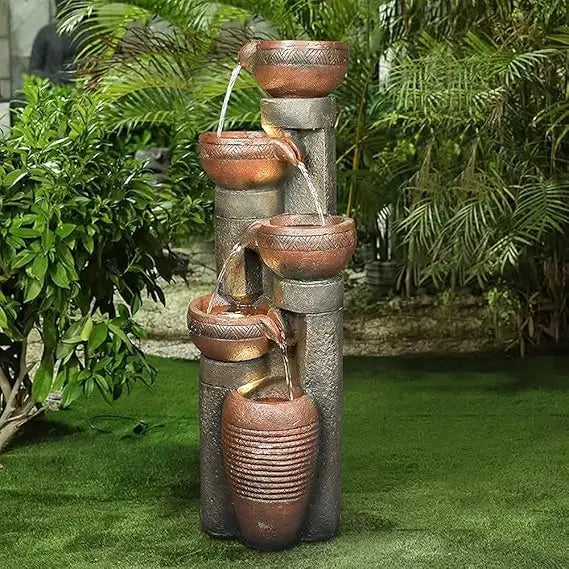 5 Tier Outdoor Garden Water Fountain Decor Resin Fountain for Patio Deck Porch Backyard and Home Art - Wild Paw Outdoors
