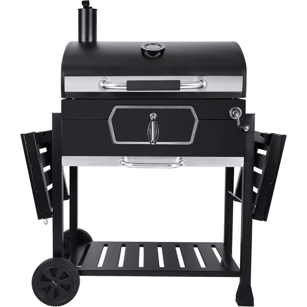 30 Inch Charcoal Grill Deluxe BBQ Smoker Picnic Camping Patio Backyard Cooking Black Large - Wild Paw Outdoors