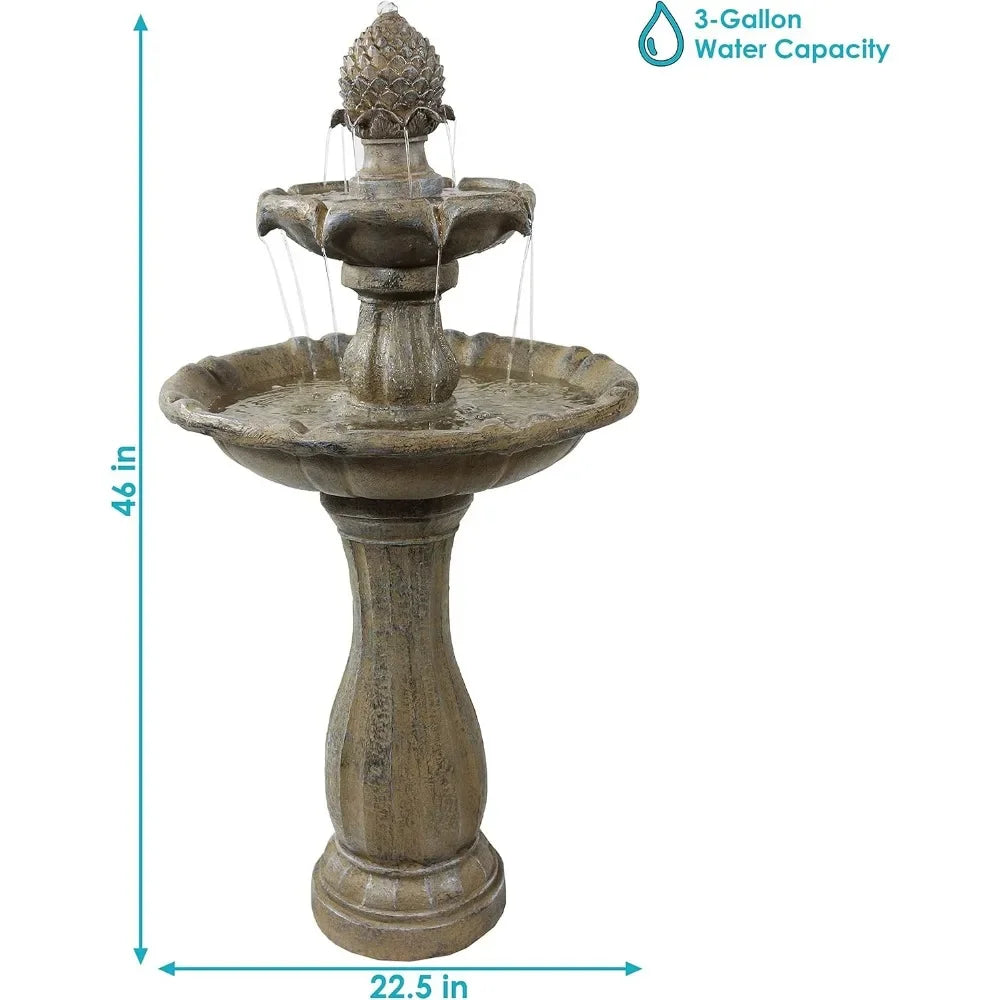 46 Inch Two Layer Solar Fountain with Battery Backup Submersible Pump Durable Outdoor Fountain - Wild Paw Outdoors
