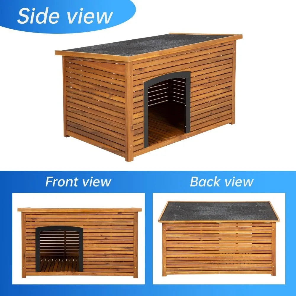 Dog House Outdoor Insulated Dog Kennel Weatherproof Durable Puppy Shelter with Wooden Floor Removable Bottom Panel - Wild Paw Outdoors