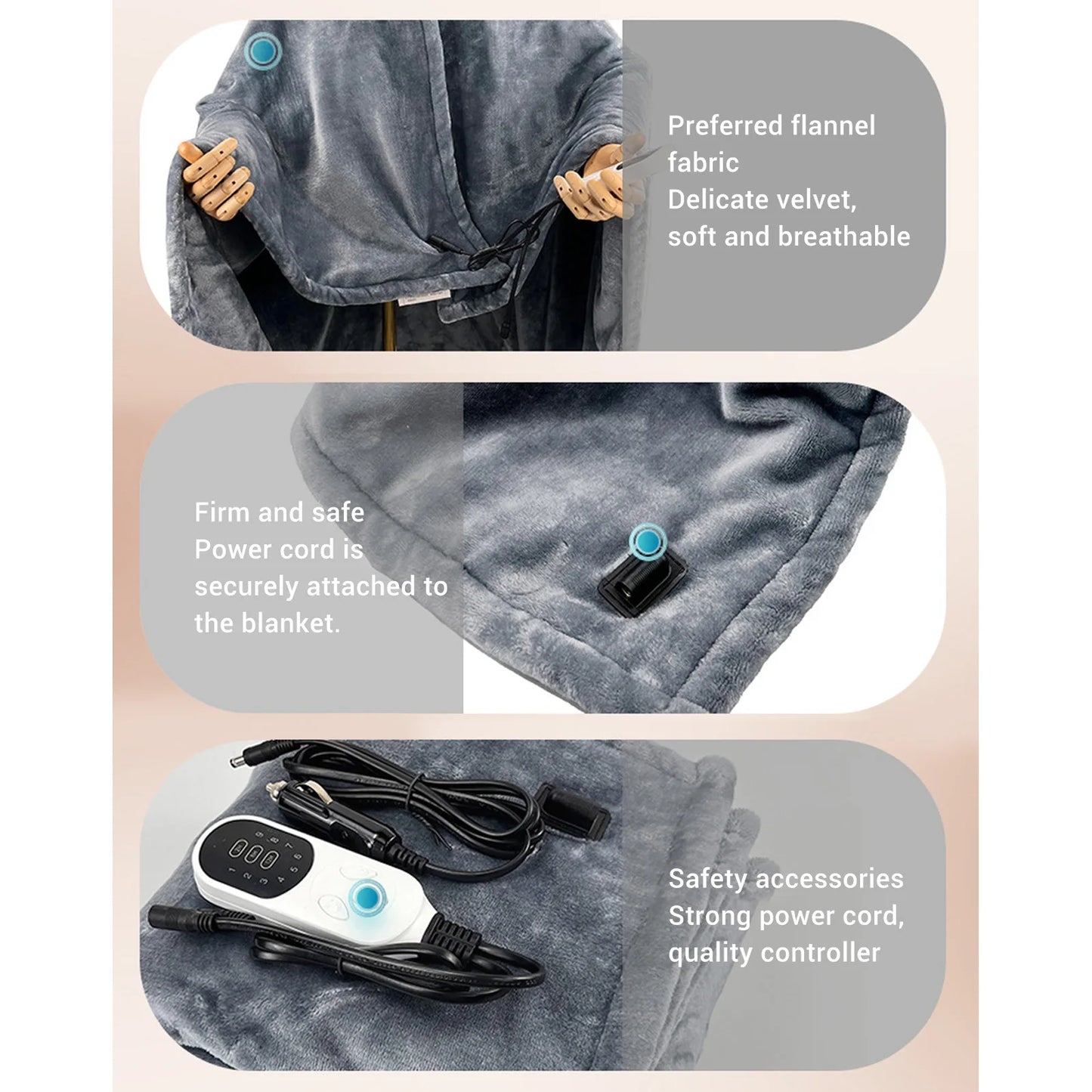72W Heated Flannel Car Blanket Electric 12V For Travel
