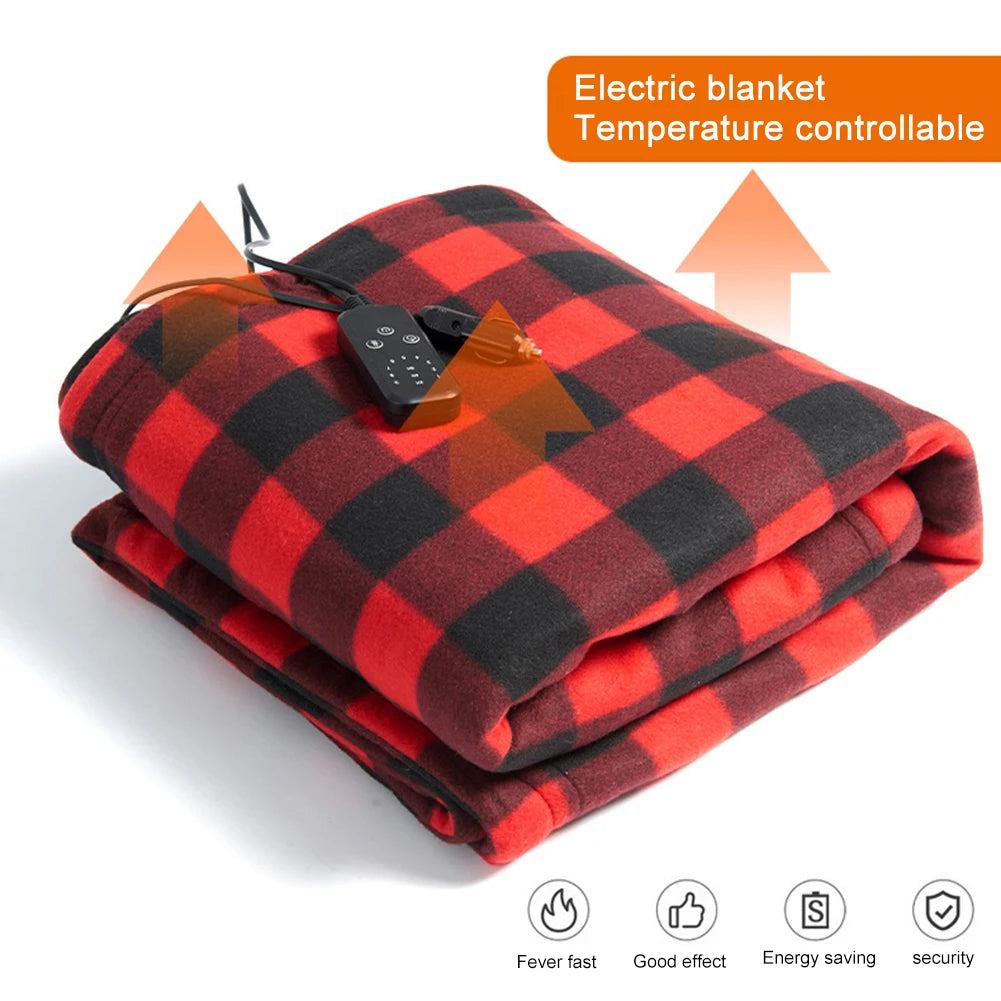 Car Electric Heated Blanket Body Warmer Blanket Fast Heating 12V Soft Heating Mat 9 Adjustable Temperature for Car Camping