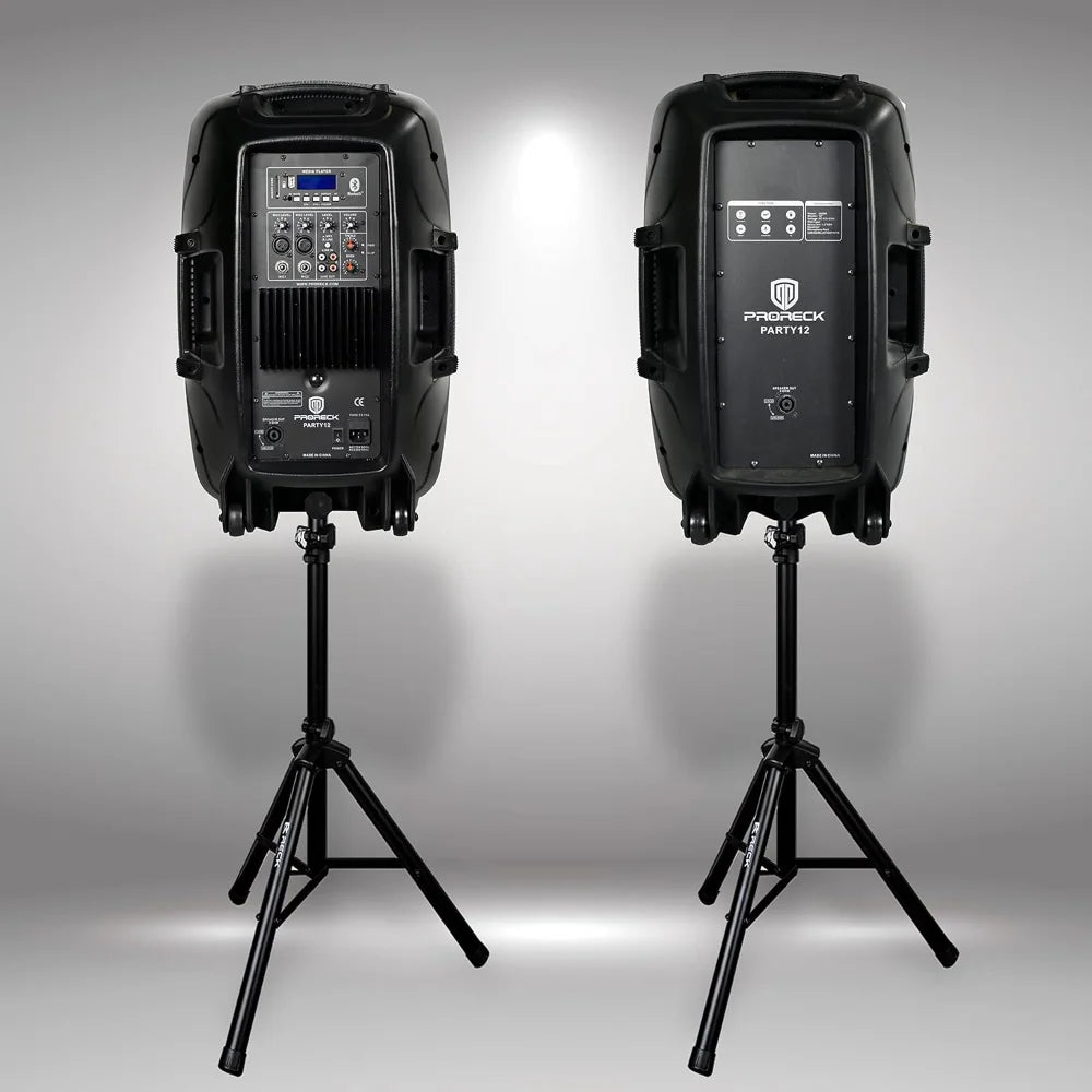 Party 12 Inch 1000 Watt 2 Way Powered PA Speaker System Combo Set with Bluetooth and USB Drive - Wild Paw Outdoors